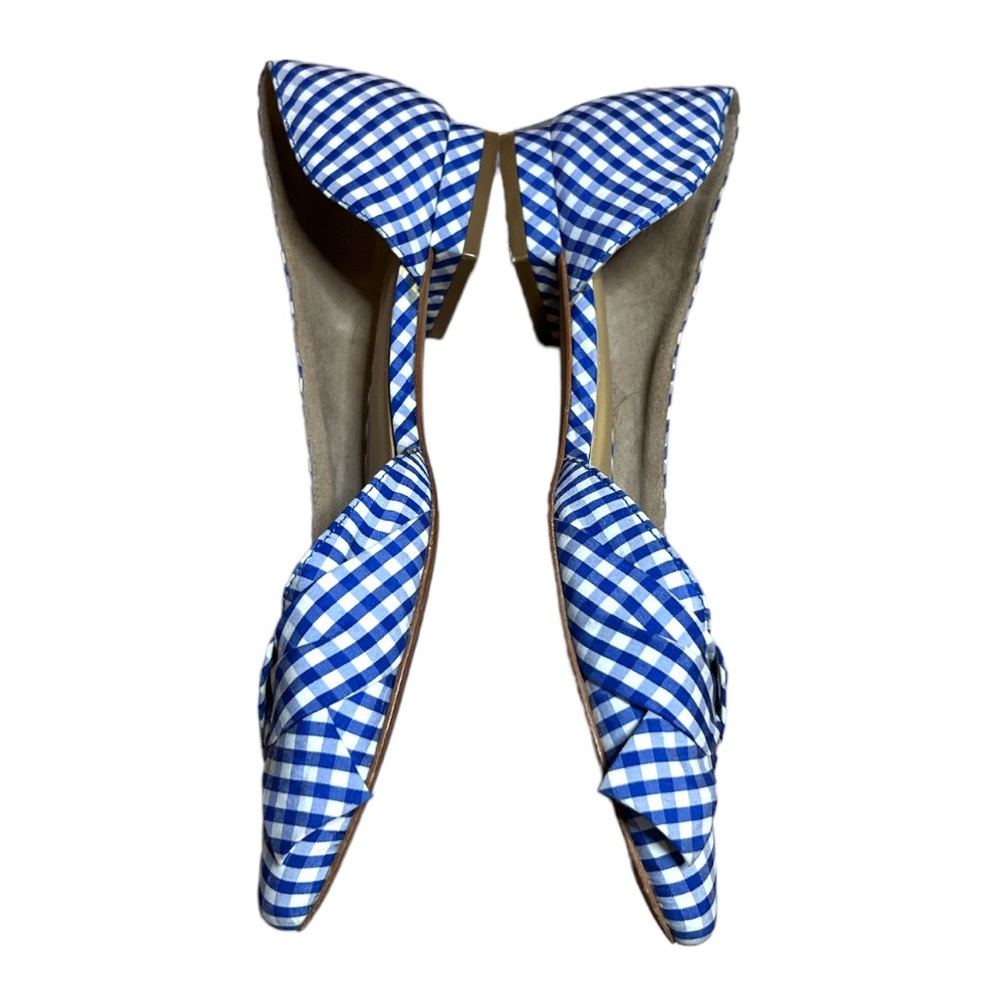 Talbot Edison D'orsay Bow Blue & White Gingham Flats 7.5 N (narrow) - Picture 3 of 6